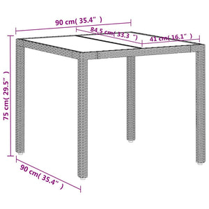 vidaXL Table de jardin avec plateau en verre Gris clair 90x90x75 cm Résine tressée