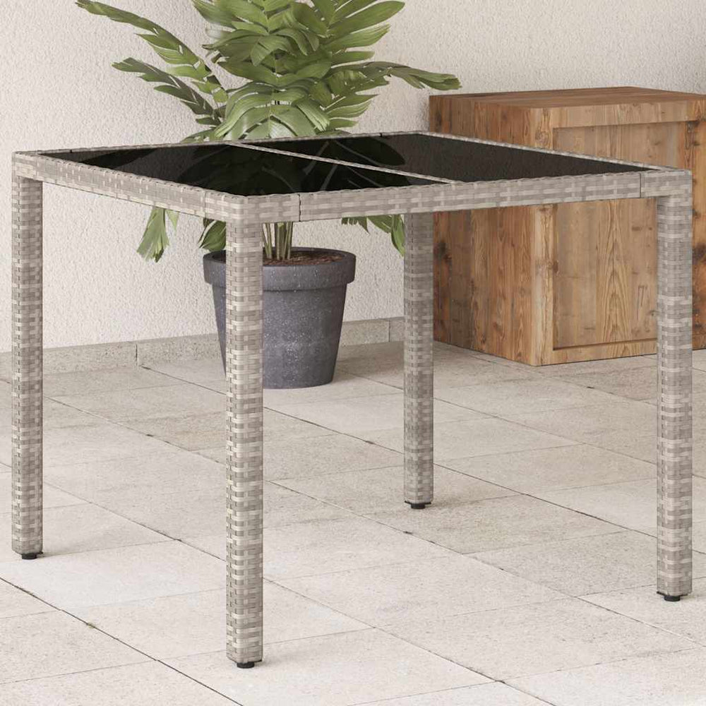 Gartentisch Hellgrau 90x90 cm Poly Rattan