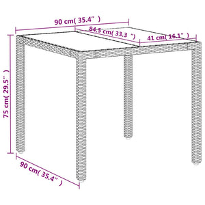 Weißer Gartentisch mit Glasplatte 90x90 cm