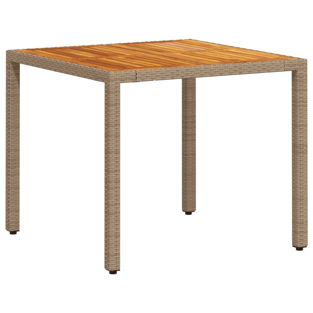 Beiger Gartentisch 90x90 cm Poly Rattan