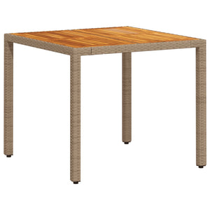 Beiger Gartentisch 90x90 cm Poly Rattan