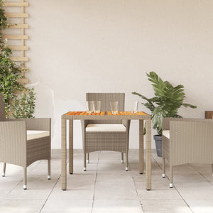 Beiger Gartentisch 90x90 cm Poly Rattan