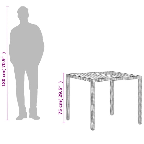 Beiger Gartentisch 90x90 cm Poly Rattan