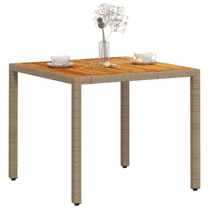Beiger Gartentisch 90x90 cm Poly Rattan