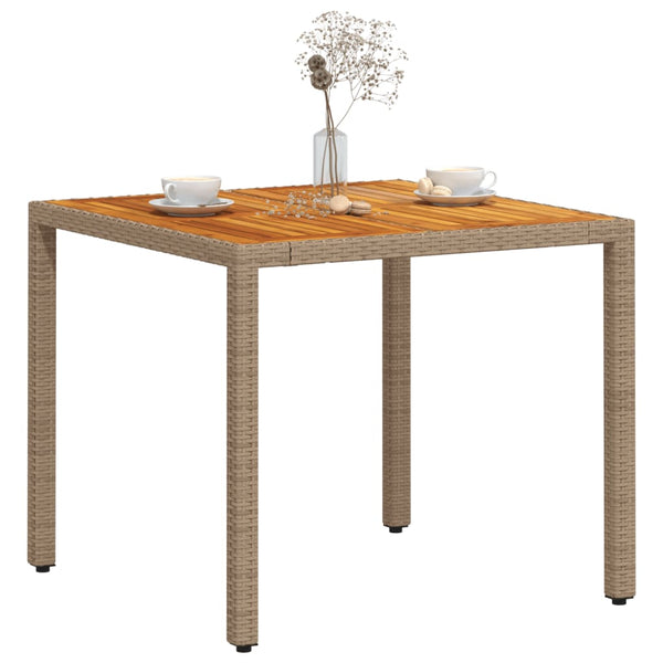 Beiger Gartentisch 90x90 cm Poly Rattan