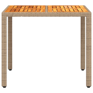 Beiger Gartentisch 90x90 cm Poly Rattan