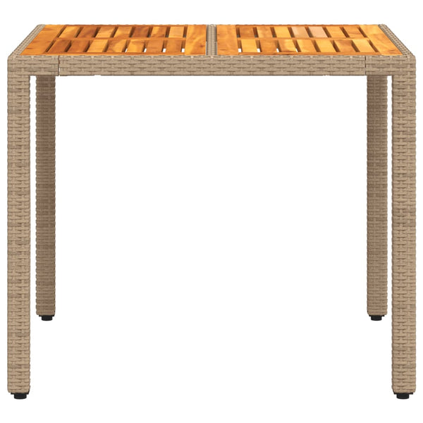 Beiger Gartentisch 90x90 cm Poly Rattan