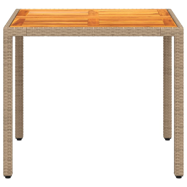 Beiger Gartentisch 90x90 cm Poly Rattan