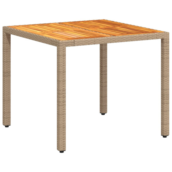 Beiger Gartentisch 90x90 cm Poly Rattan