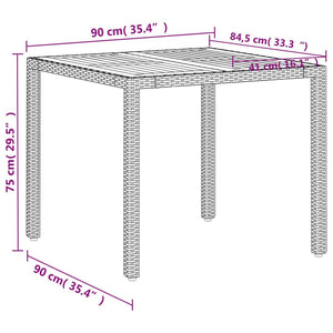 Beiger Gartentisch 90x90 cm Poly Rattan