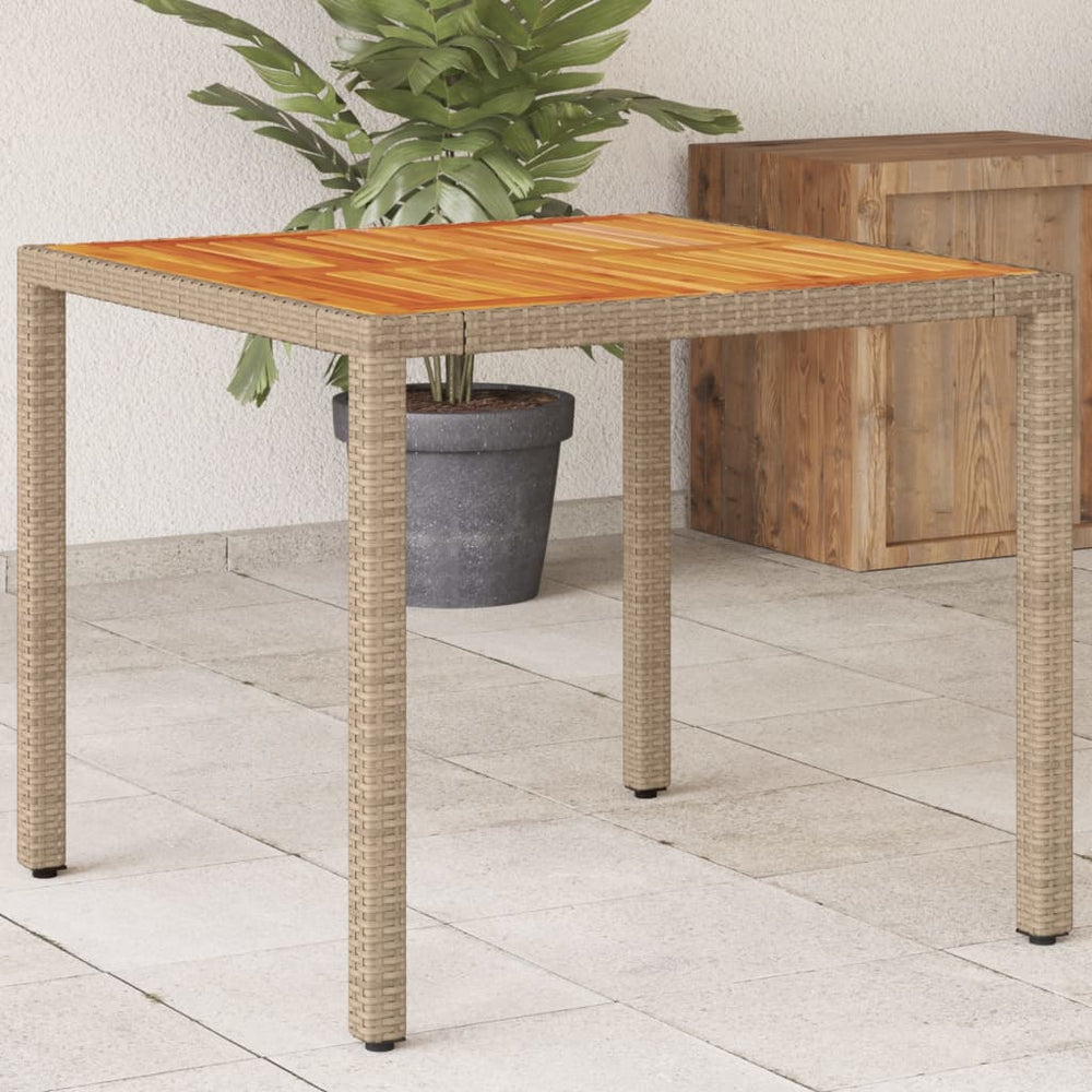 Beiger Gartentisch 90x90 cm Poly Rattan