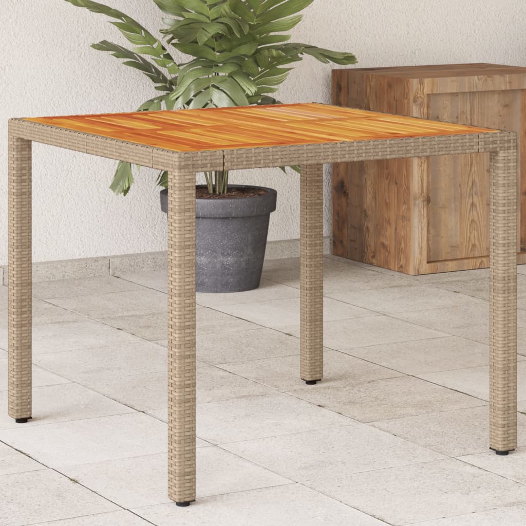 Beiger Gartentisch 90x90 cm Poly Rattan