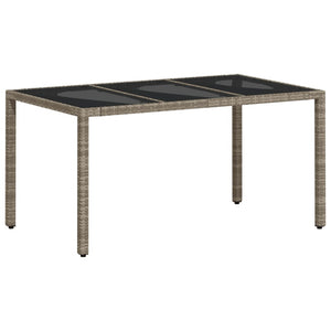 vidaXL Table de jardin avec plateau en verre Gris clair 150x90x75 cm Résine tressée