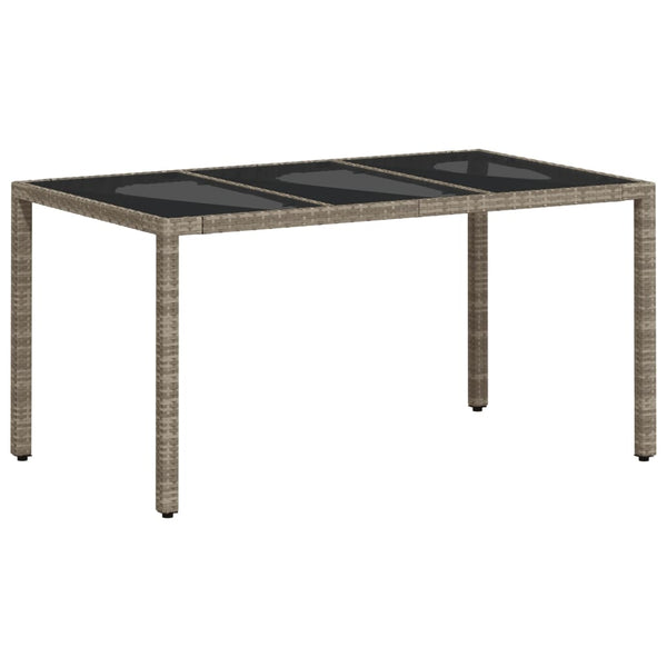 vidaXL Table de jardin avec plateau en verre Gris clair 150x90x75 cm Résine tressée