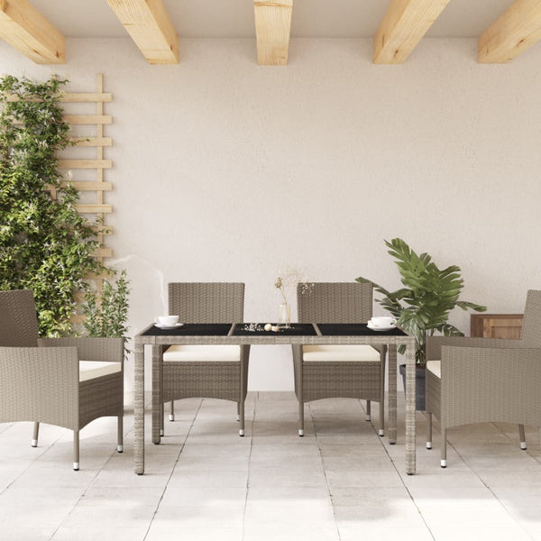 vidaXL Table de jardin avec plateau en verre Gris clair 150x90x75 cm Résine tressée