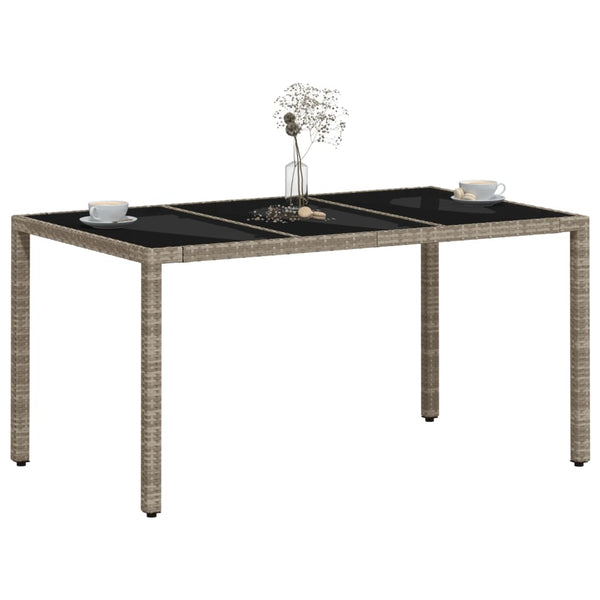 vidaXL Table de jardin avec plateau en verre Gris clair 150x90x75 cm Résine tressée