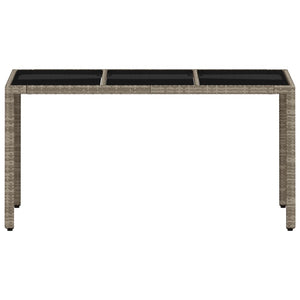 vidaXL Table de jardin avec plateau en verre Gris clair 150x90x75 cm Résine tressée