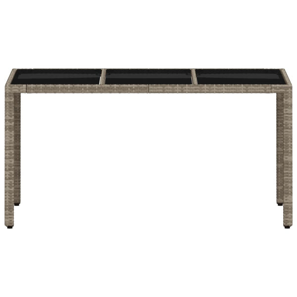 vidaXL Table de jardin avec plateau en verre Gris clair 150x90x75 cm Résine tressée