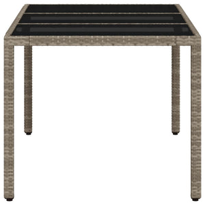 vidaXL Table de jardin avec plateau en verre Gris clair 150x90x75 cm Résine tressée