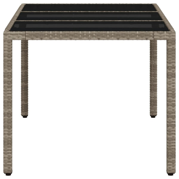 vidaXL Table de jardin avec plateau en verre Gris clair 150x90x75 cm Résine tressée