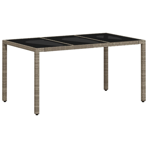 vidaXL Table de jardin avec plateau en verre Gris clair 150x90x75 cm Résine tressée