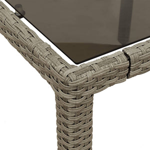 vidaXL Table de jardin avec plateau en verre Gris clair 150x90x75 cm Résine tressée