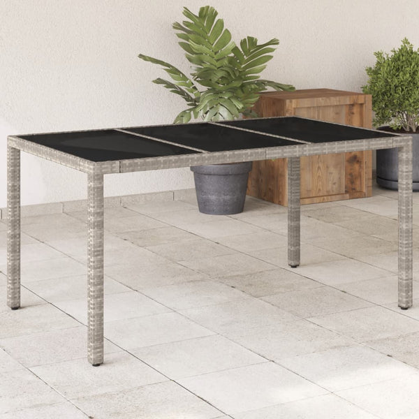 vidaXL Table de jardin avec plateau en verre Gris clair 150x90x75 cm Résine tressée