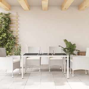 Gartentisch Weiß Poly Rattan 150x90 cm
