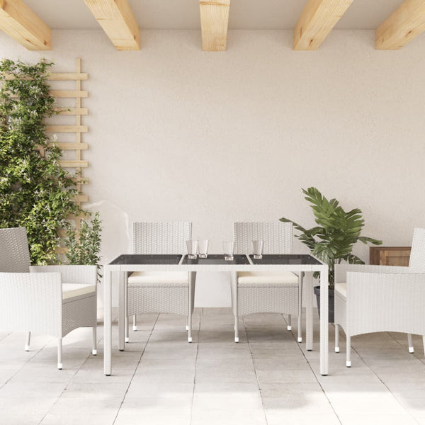 Gartentisch Weiß Poly Rattan 150x90 cm
