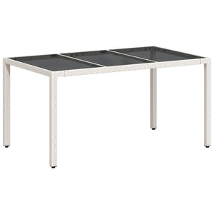 Gartentisch Weiß Poly Rattan 150x90 cm