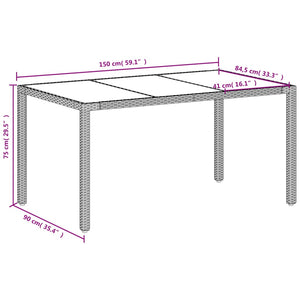 Gartentisch Weiß Poly Rattan 150x90 cm