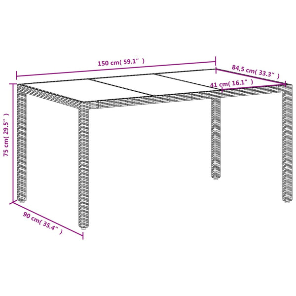 Gartentisch Weiß Poly Rattan 150x90 cm