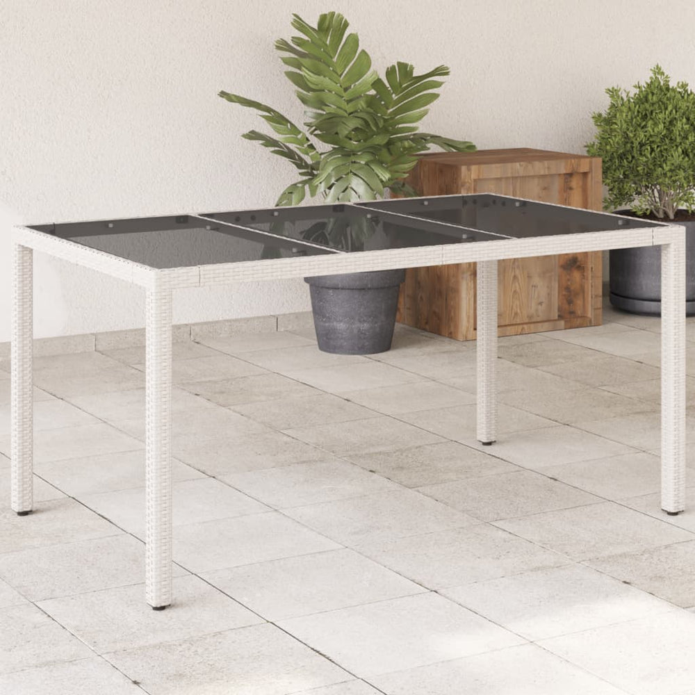 Gartentisch Weiß Poly Rattan 150x90 cm