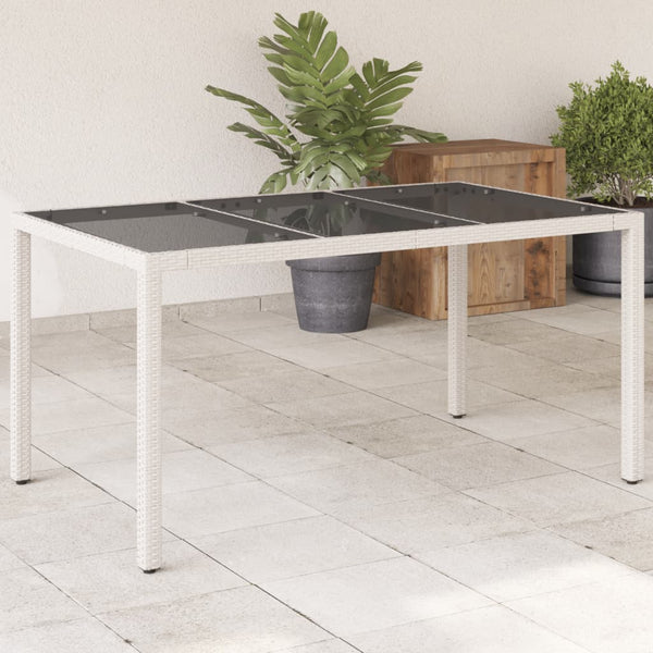 Gartentisch Weiß Poly Rattan 150x90 cm