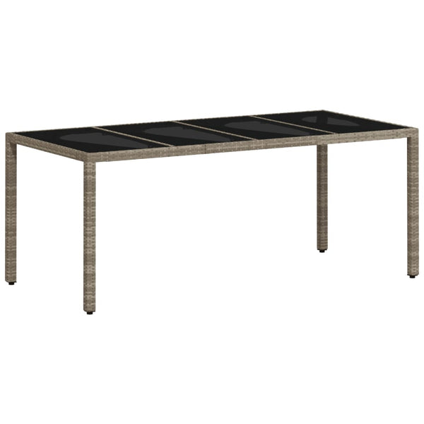 vidaXL Table de jardin avec plateau en verre Gris clair 190x90x75 cm Résine tressée