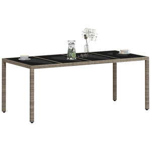 vidaXL Table de jardin avec plateau en verre Gris clair 190x90x75 cm Résine tressée