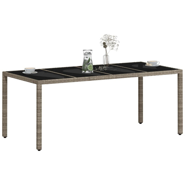vidaXL Table de jardin avec plateau en verre Gris clair 190x90x75 cm Résine tressée