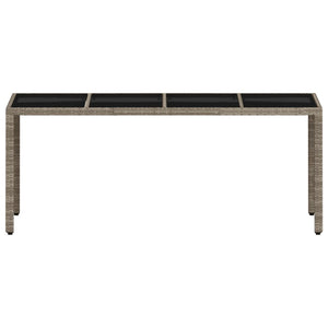 vidaXL Table de jardin avec plateau en verre Gris clair 190x90x75 cm Résine tressée