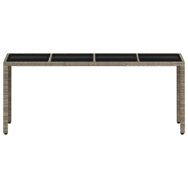 vidaXL Table de jardin avec plateau en verre Gris clair 190x90x75 cm Résine tressée