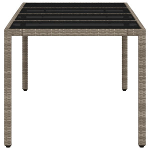 vidaXL Table de jardin avec plateau en verre Gris clair 190x90x75 cm Résine tressée