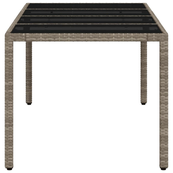 vidaXL Table de jardin avec plateau en verre Gris clair 190x90x75 cm Résine tressée