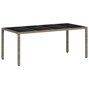 vidaXL Table de jardin avec plateau en verre Gris clair 190x90x75 cm Résine tressée
