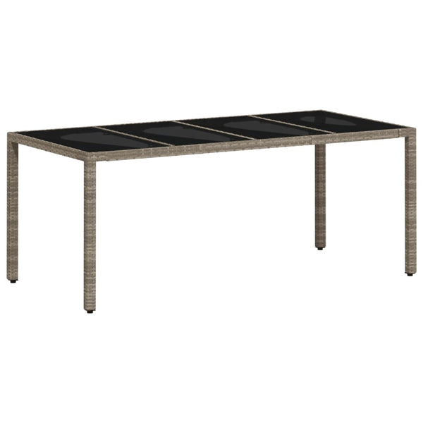 vidaXL Table de jardin avec plateau en verre Gris clair 190x90x75 cm Résine tressée