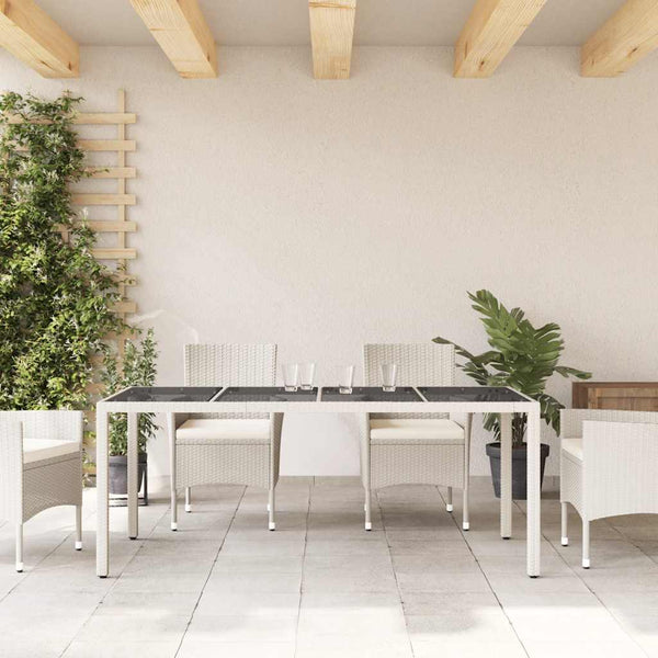 Gartentisch Weiß 190x90 cm Poly Rattan