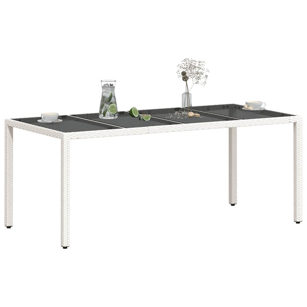 Gartentisch Weiß 190x90 cm Poly Rattan