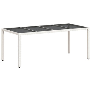 Gartentisch Weiß 190x90 cm Poly Rattan