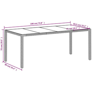 Gartentisch Weiß 190x90 cm Poly Rattan
