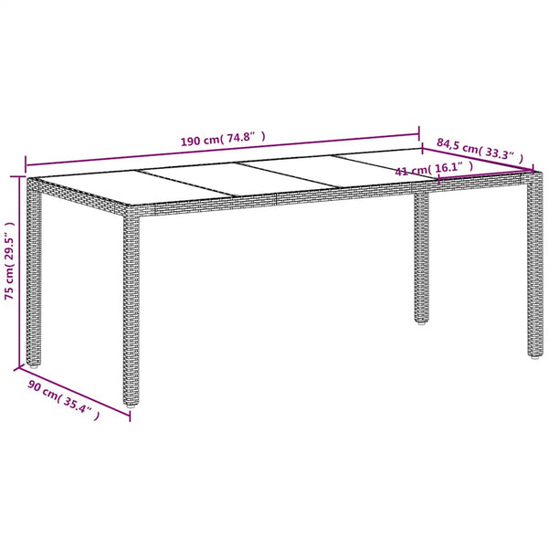 Gartentisch Weiß 190x90 cm Poly Rattan