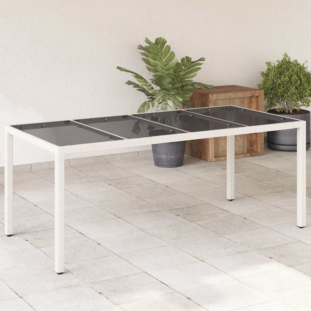 Gartentisch Weiß 190x90 cm Poly Rattan