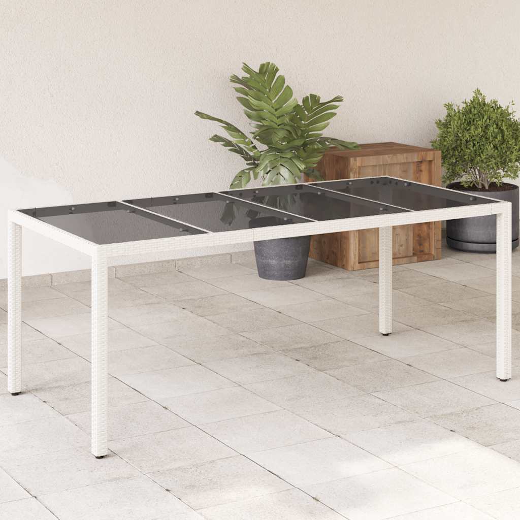 Gartentisch Weiß 190x90 cm Poly Rattan